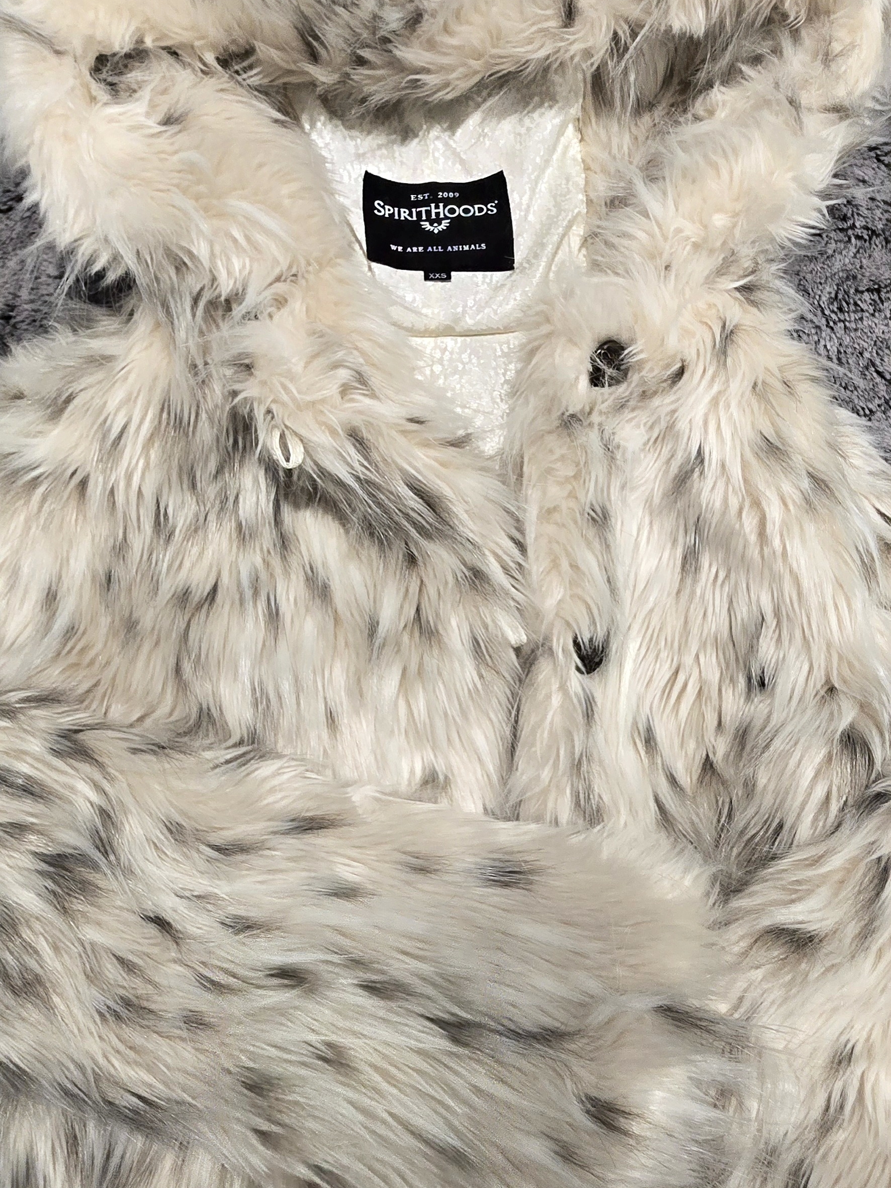 Spirithoods Faux Fur Coat In Cream And Gray